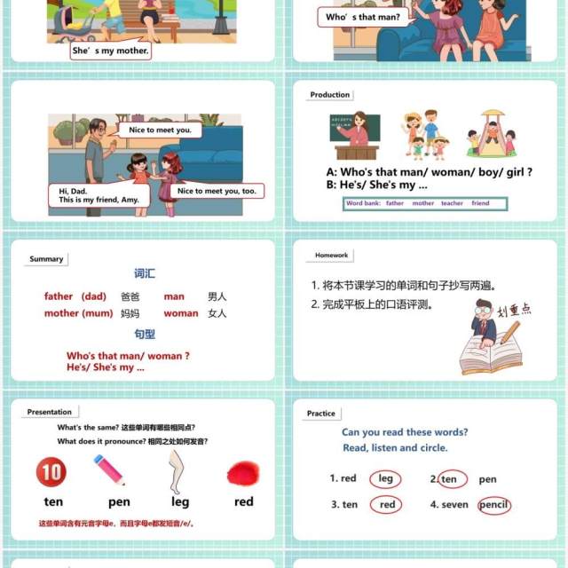 部编版三年级英语下册My family课件PPT模板 部编版三年级英语下册My family课件PPT模板