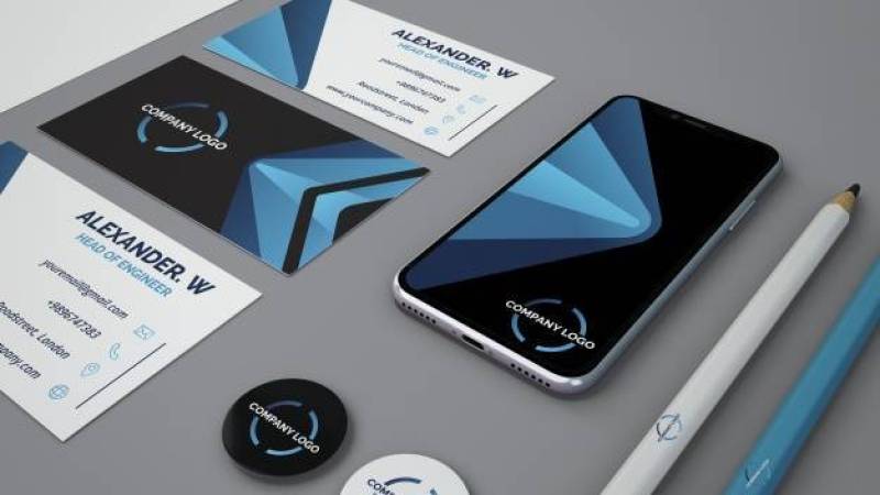 Stationery mockup with smartphone