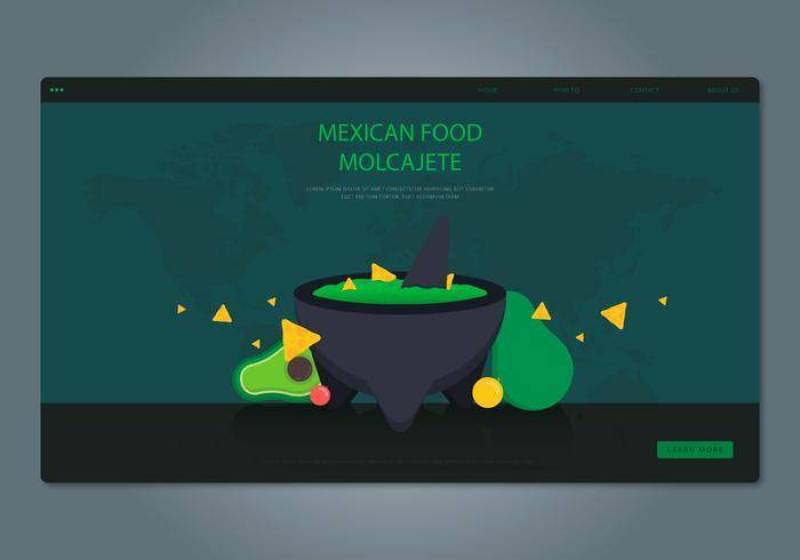 Molcajete墨西哥传统食物和研磨工具。网页模板。