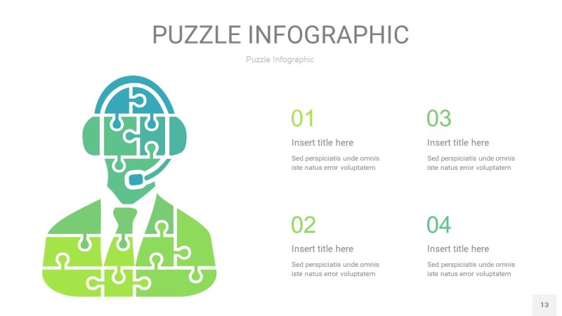 浅绿色拼图PPT图表13