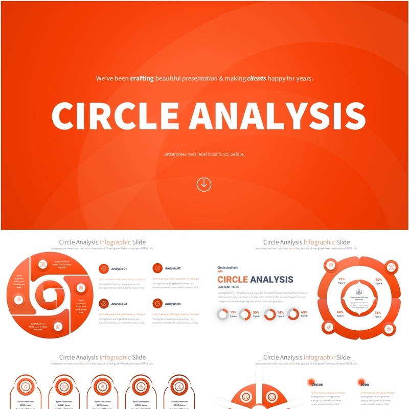 圆形信息图分析PPT模板Circle Analysis - Color 09 (Orange)