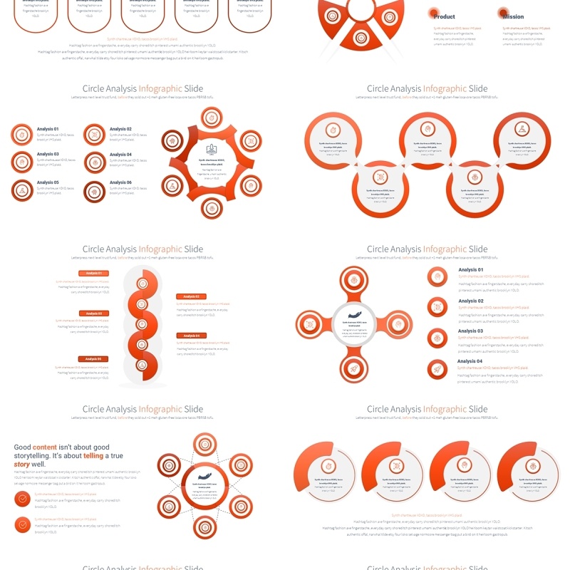 圆形信息图分析PPT模板Circle Analysis - Color 09 (Orange)