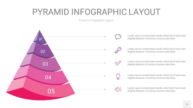 粉紫色3D金字塔PPT信息图表6