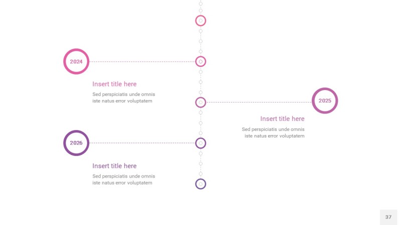 渐变粉色时间轴PPT信息图37