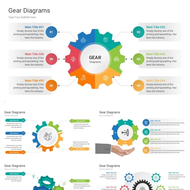 齿轮关系图信息图PPT模板Gear Diagrams