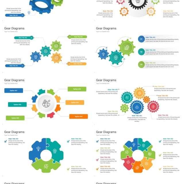 齿轮关系图信息图PPT模板Gear Diagrams