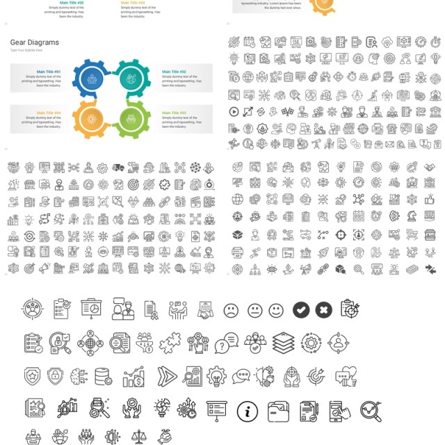 齿轮关系图信息图PPT模板Gear Diagrams