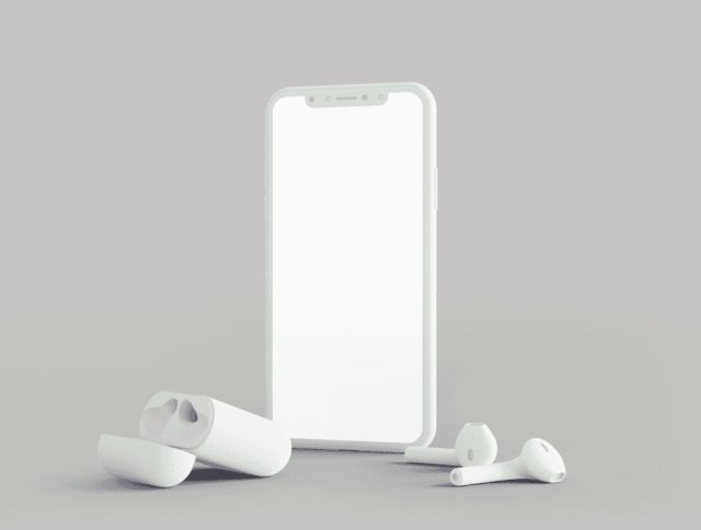 适用于Sketch和Photoshop的Clay iPhone X和Apple Earpod模型。，Mockups 365：第30天