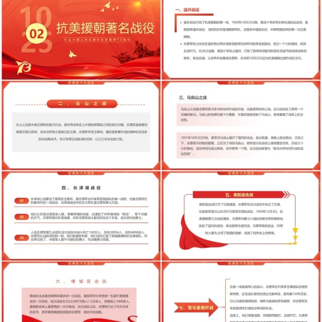 红色简约风抗美援朝纪念日PPT模板 红色简约风抗美援朝纪念日PPT模板