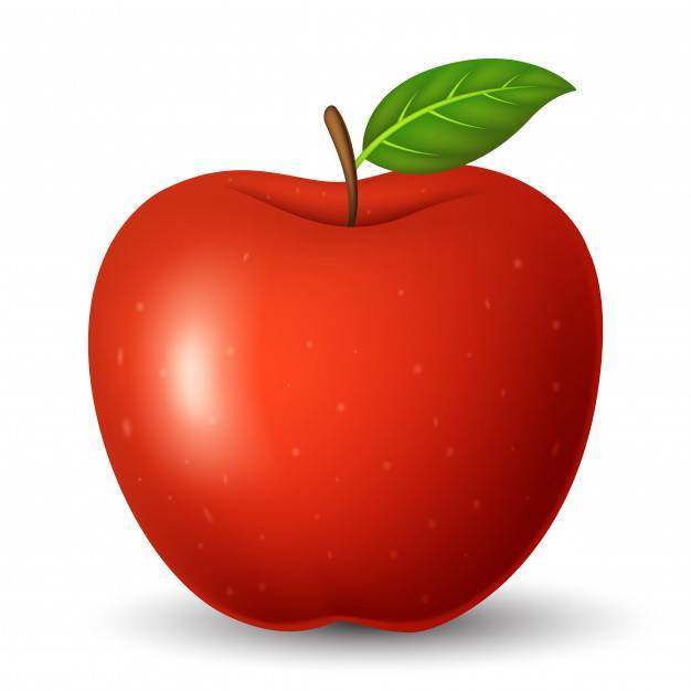 与在白色背景隔绝的绿色叶子的红色苹果