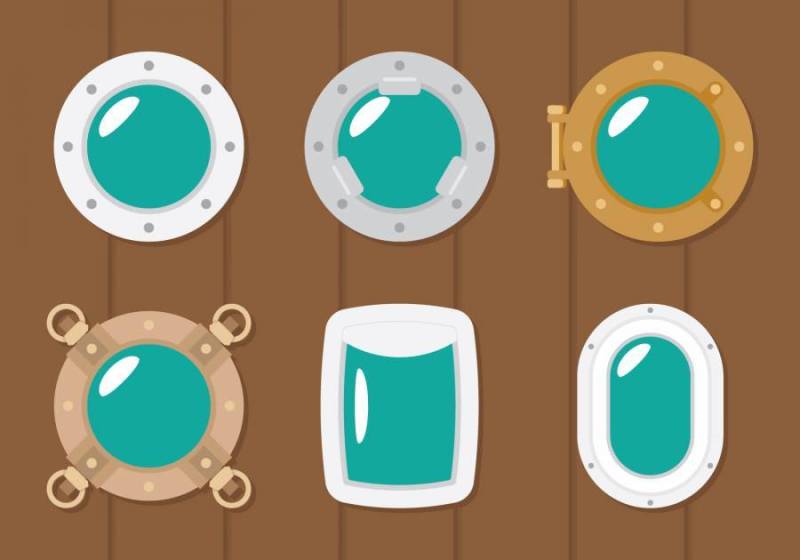 在木背景的舷窗传染媒介