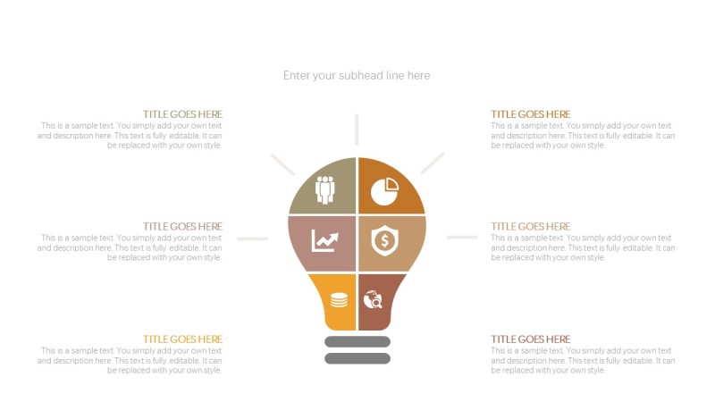 黄色并列递进关系PPT图表-4