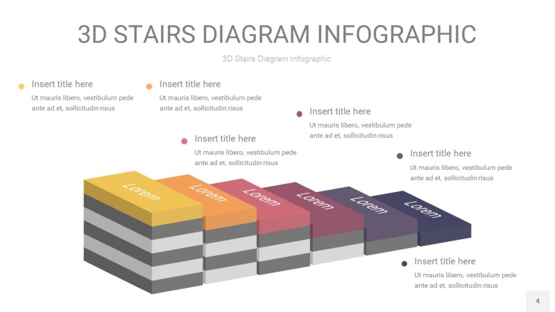 紫黄色3D阶梯PPT图表4