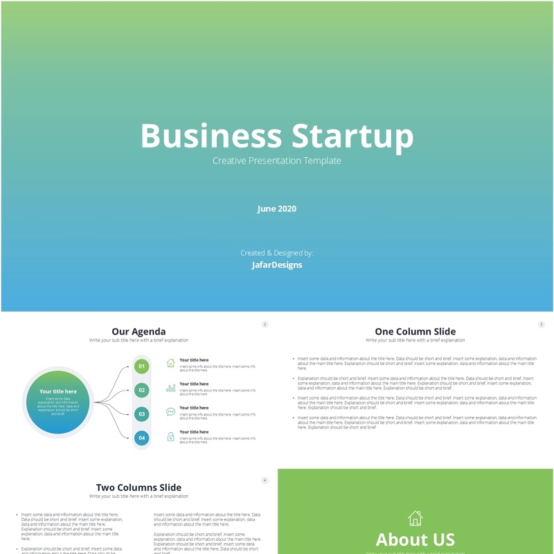 绿色商业创业公司信息图PPT模板Green Business Startup PowerPoint