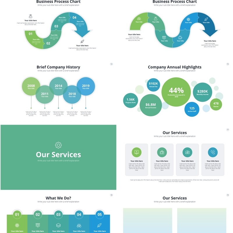 绿色商业创业公司信息图PPT模板Green Business Startup PowerPoint