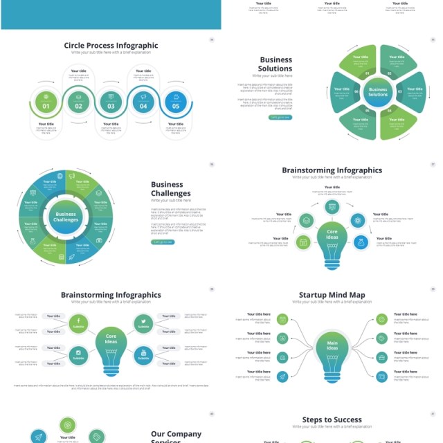 绿色商业创业公司信息图PPT模板Green Business Startup PowerPoint