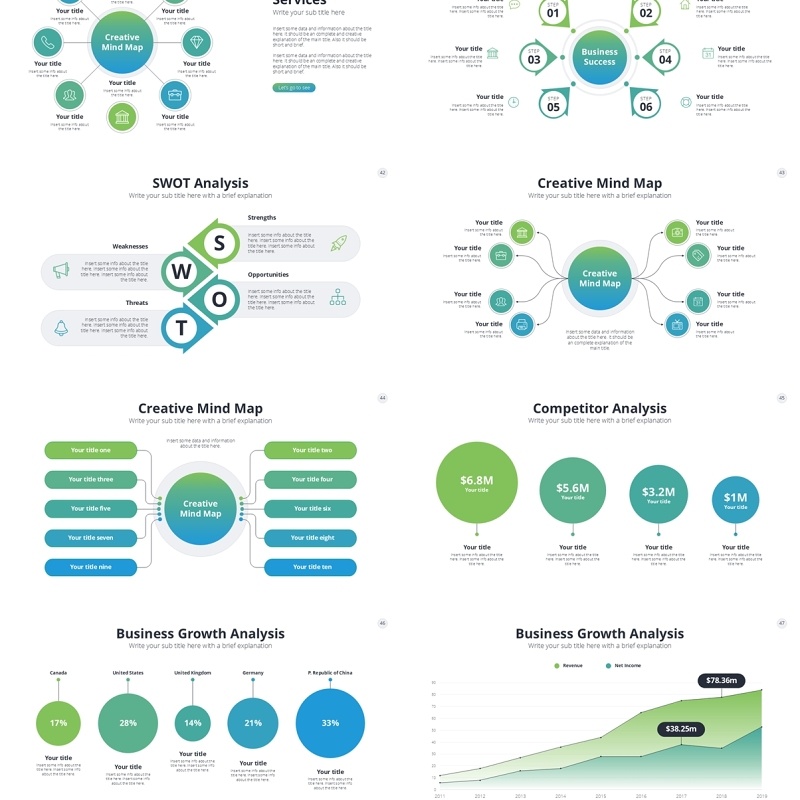 绿色商业创业公司信息图PPT模板Green Business Startup PowerPoint