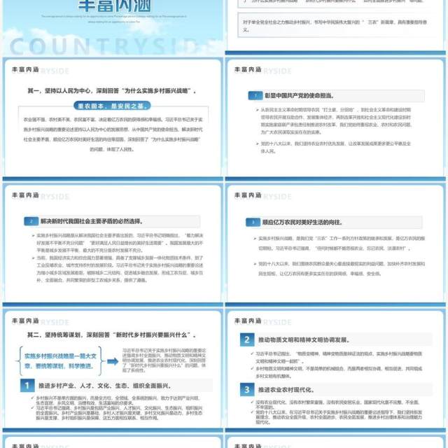 蓝色简约实施乡村振兴战略介绍PPT模板