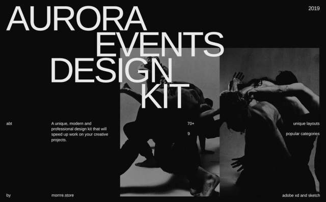 Sketch和Adobe Xd Ui Kit,Aurora Events设计套件 Sketch和Adobe Xd Ui Kit,Aurora Events设计套件