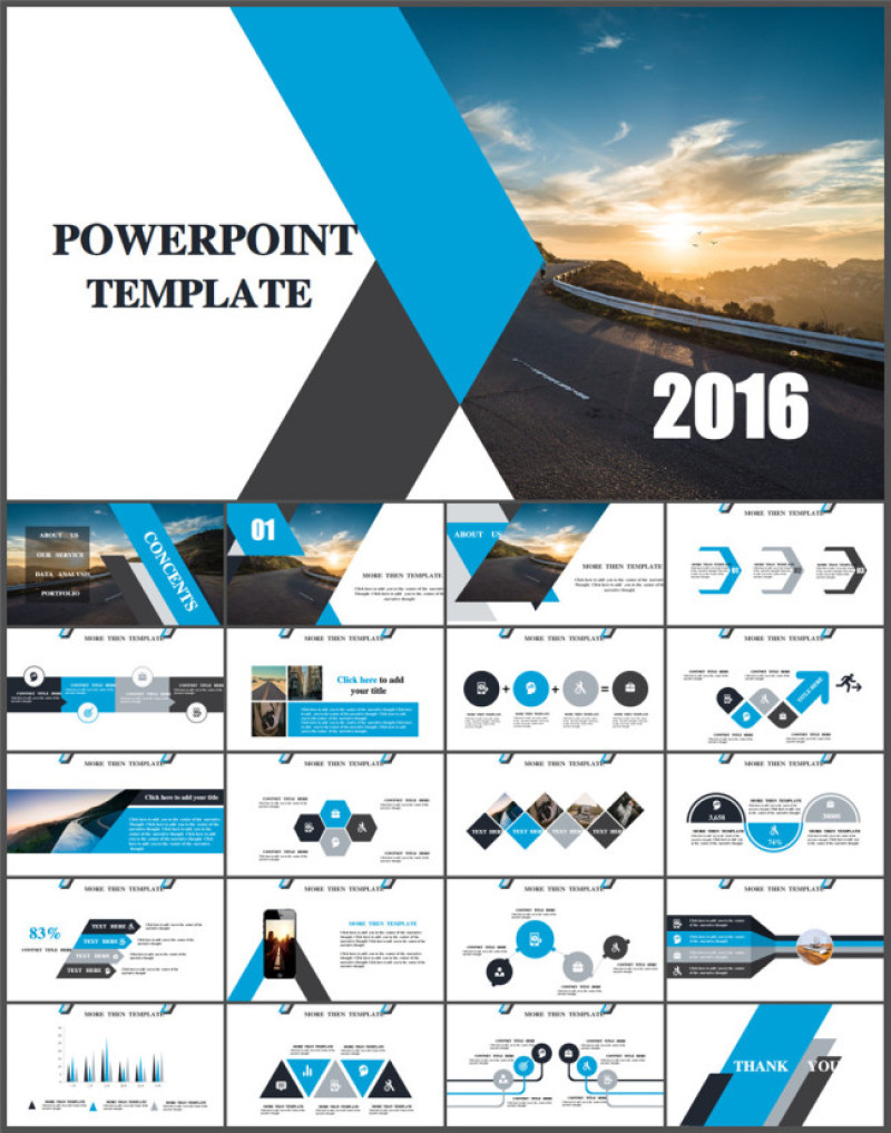 时尚简洁商务风蓝色PPT模板