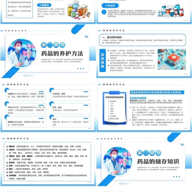 蓝色卡通风药品储存与养护医疗培训PPT模板 蓝色卡通风药品储存与养护医疗培训PPT模板