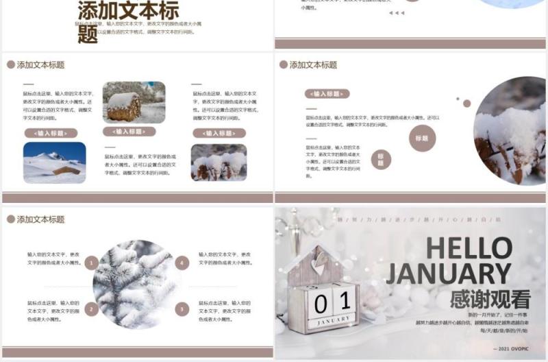 简约小清新一月你好工作汇报总结计划通用PPT模板