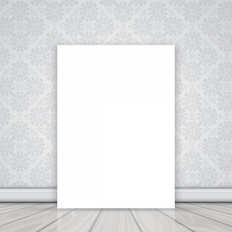 在靠在墙上的地板上的空白图片