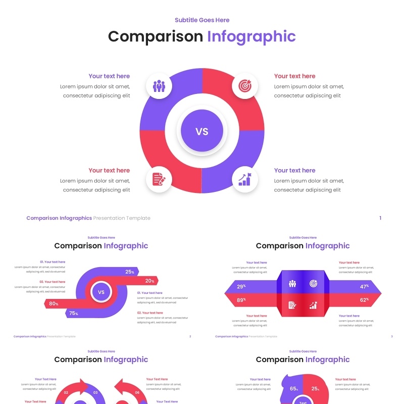 对比比较信息图表PPT模板Comparison Infographics - Comparison Presentation Template