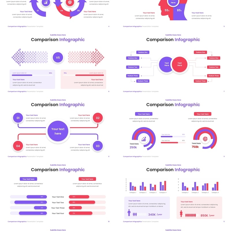 对比比较信息图表PPT模板Comparison Infographics - Comparison Presentation Template