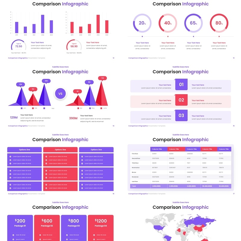 对比比较信息图表PPT模板Comparison Infographics - Comparison Presentation Template