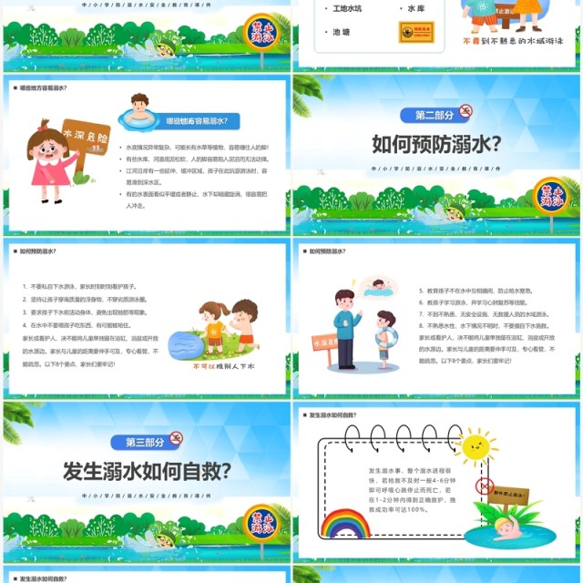 蓝色卡通风预防溺水“六不准”PPT模板 蓝色卡通风预防溺水“六不准”PPT模板
