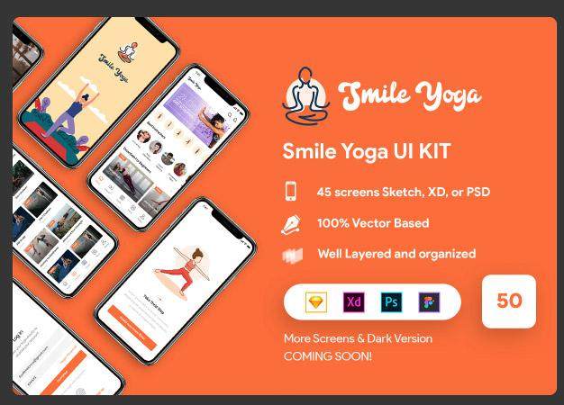 微笑瑜伽用户界面套件Smile Yoga UI Kit