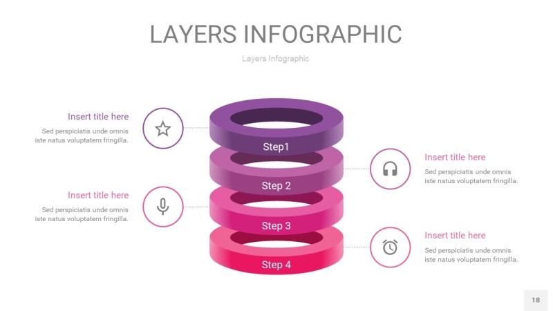 粉紫色3D分层PPT信息图18