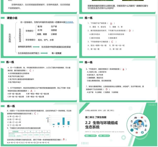 部编版七年级生物上册生物与环境组成生态系统课件PPT模板