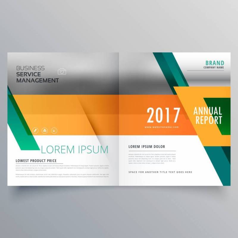 橙色和绿色的业务宣传册设计模板