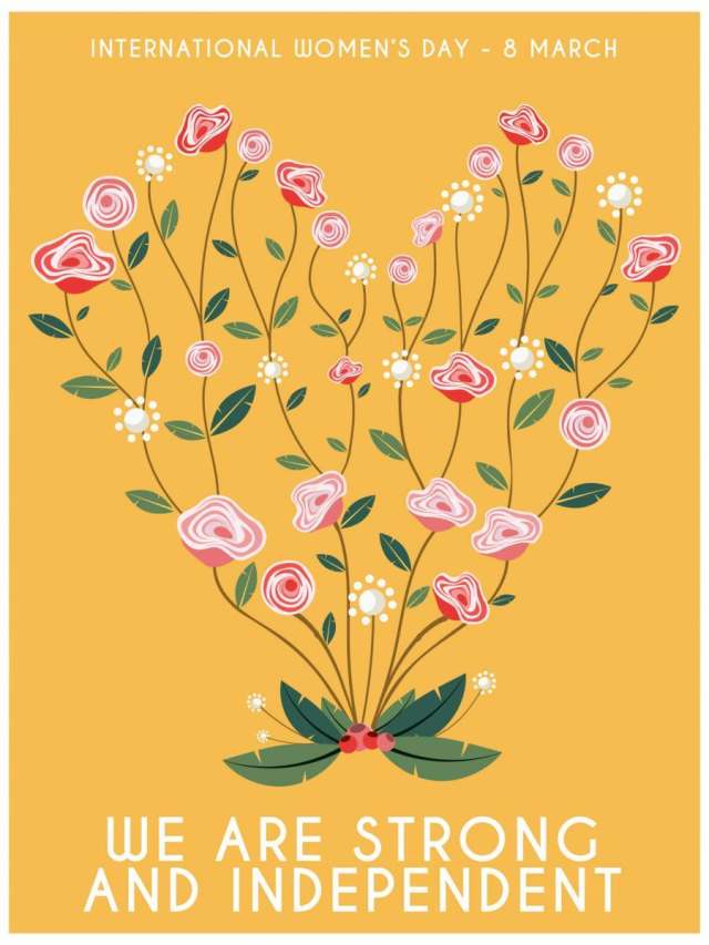 国际妇女节花卉心海报