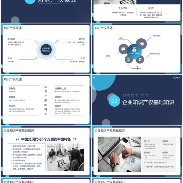 蓝色商务风企业知识产权培训PPT模板