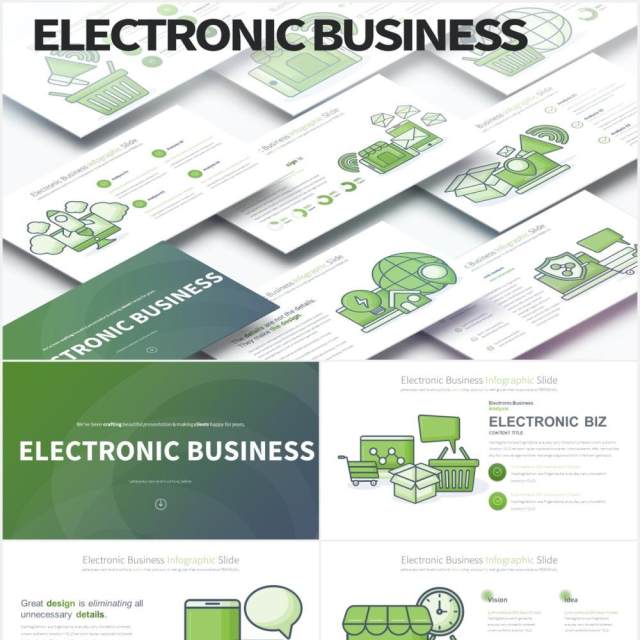 11套色系电子商务创意图形PPT素材Electronic Business-PowerPoint Infographics Slides