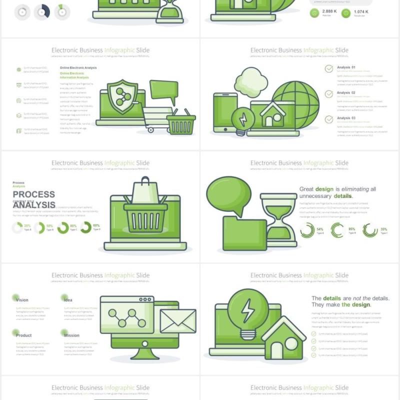 11套色系电子商务创意图形PPT素材Electronic Business-PowerPoint Infographics Slides