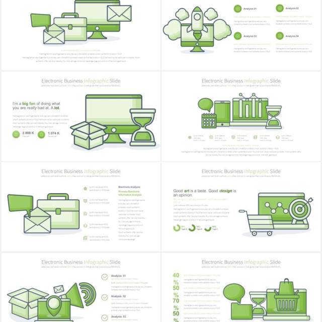 11套色系电子商务创意图形PPT素材Electronic Business-PowerPoint Infographics Slides