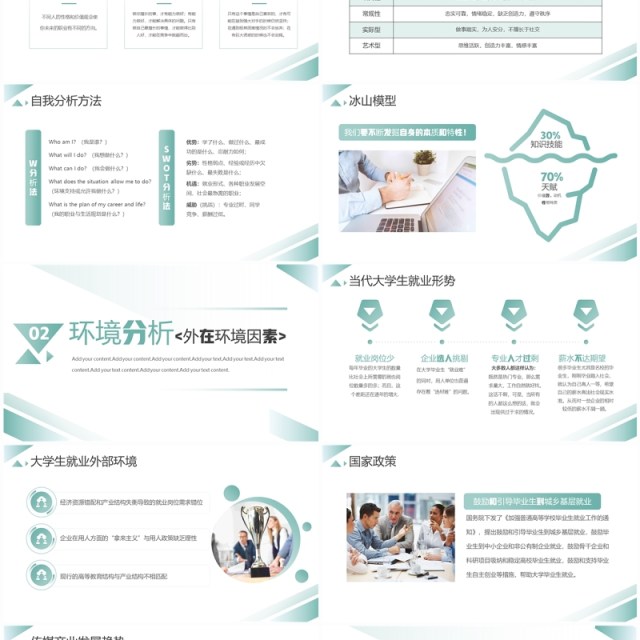 绿色简约风大学生就业能力展示PPT模板