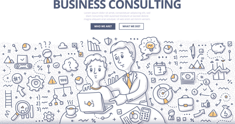 扁平化商务商业管理咨询涂鸦概念图案插画矢量素材