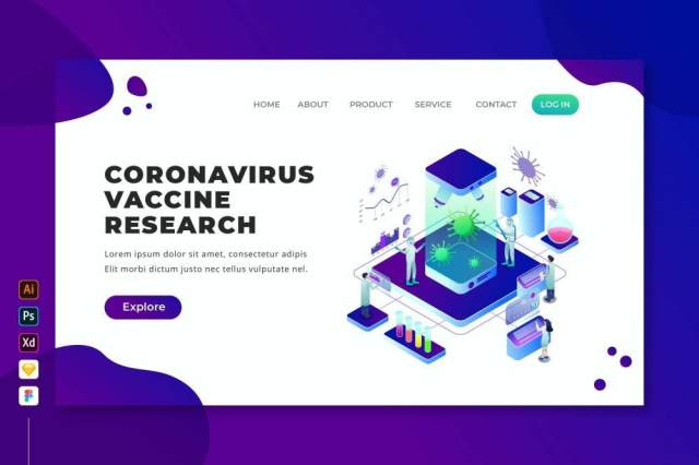 冠状病毒疫苗研究等距网页UI界面PSD设计模板coronavirus vaccine research isometric web page 冠状病毒疫苗研究等距网页UI界面PSD设计模板coronavirus vaccine research isometric web page