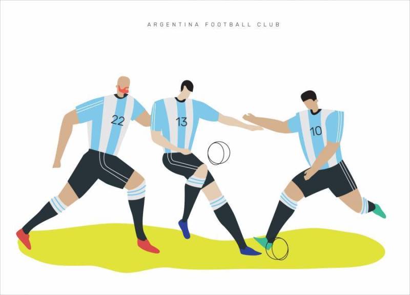 阿根廷足球人物矢量平面插画