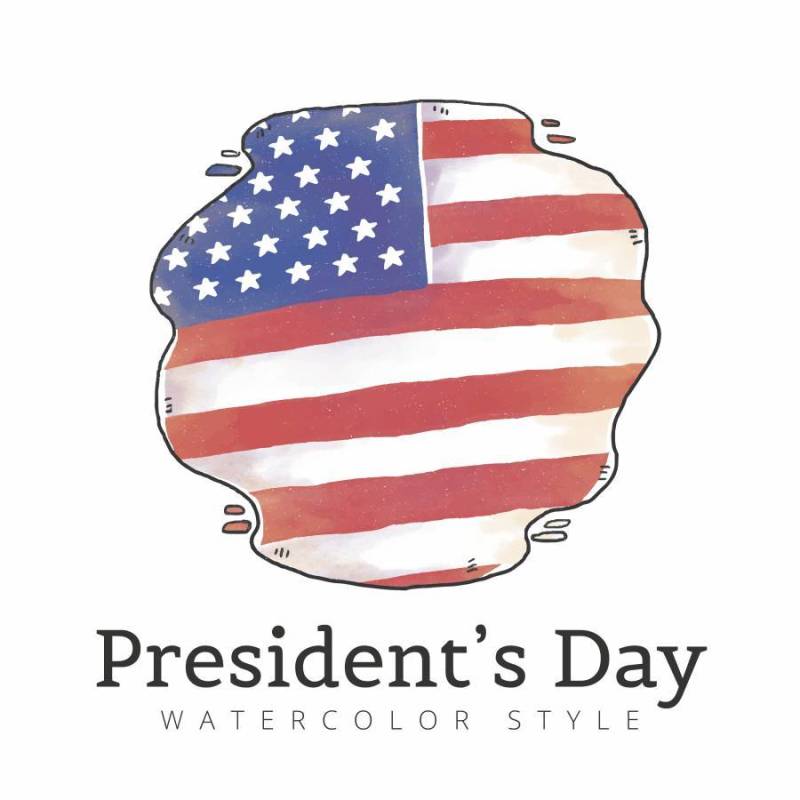 水彩美国国旗到总统的日子