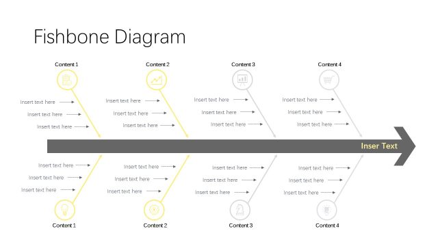 黄灰色鱼骨流程图PPT图表-7