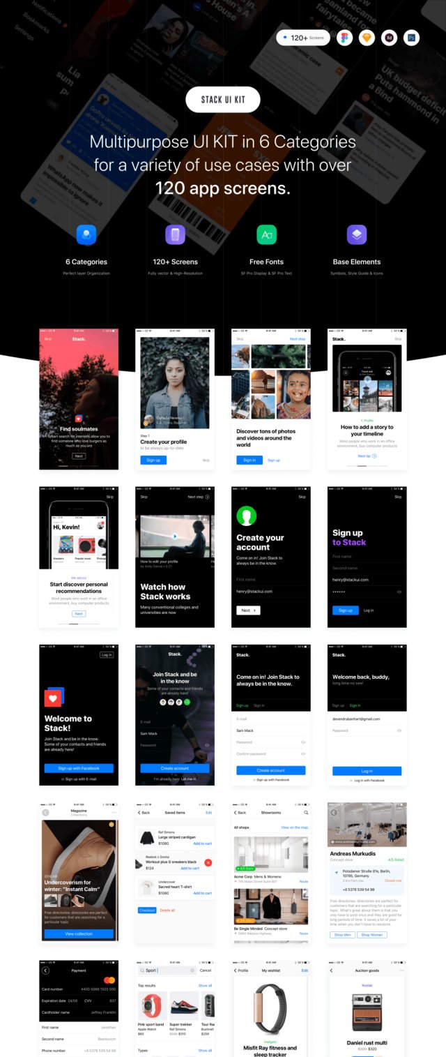 多用途iOS UI套件,超过120个屏幕,Stack UI Kit 多用途iOS UI套件,超过120个屏幕,Stack UI Kit