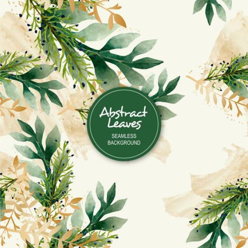 Abstract Leaves Watercolor Seamless Background