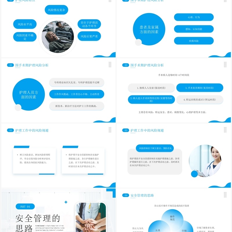 蓝色简约风围手术期安全管理PPT模板