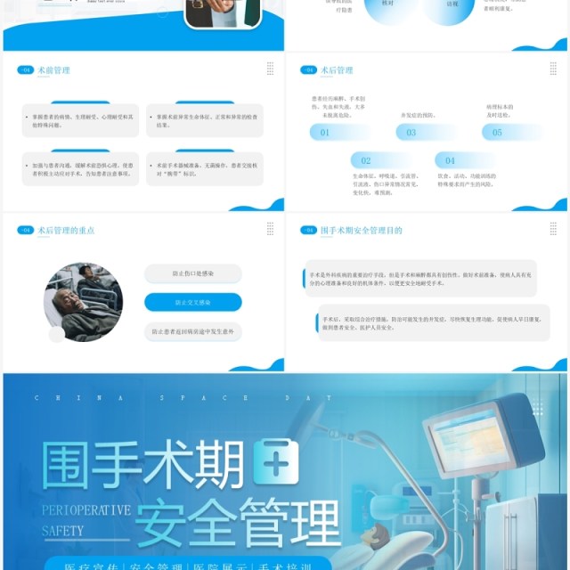 蓝色简约风围手术期安全管理PPT模板 蓝色简约风围手术期安全管理PPT模板